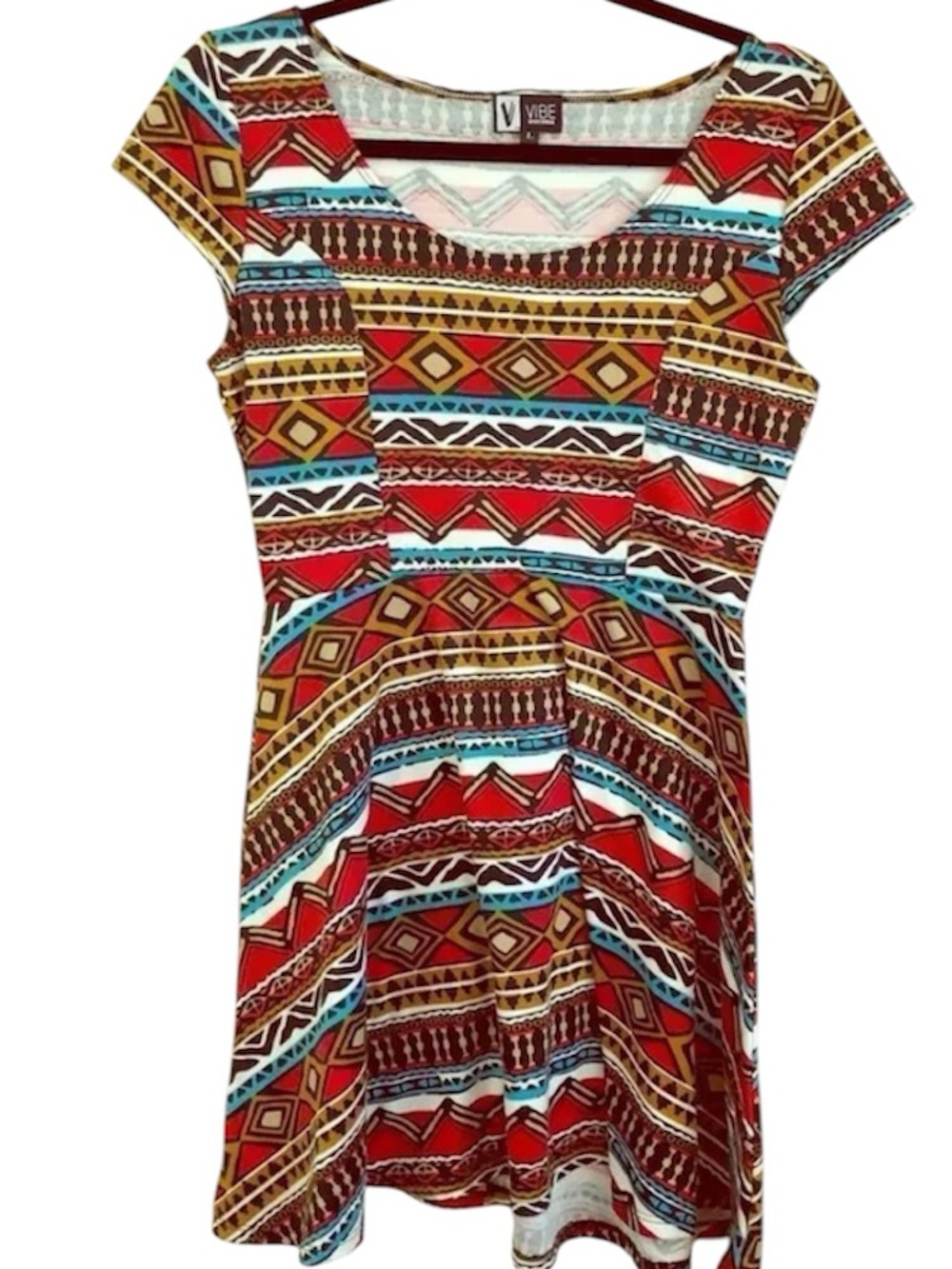 Vibe Sportswear Multi Colored Skater Dress Large